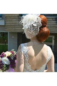 Beyaz Puantiyeli Gelin Kepi Nikah Şapkası Vualet ürün fotoğrafı