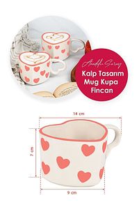 El Yapımı Seramik Kalp Tasarım Mug Kupa Fincan | Handmade El Yapımı Mug Fincan Kupa Kahve Kupası ürün fotoğrafı