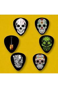 Gitar Pena 6 Adet Kuru Kafa Gitar Skull Baskılı Gitar Penası ürün fotoğrafı