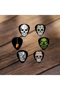 Gitar Pena 6 Adet Kuru Kafa Gitar Skull Baskılı Gitar Penası ürün fotoğrafı