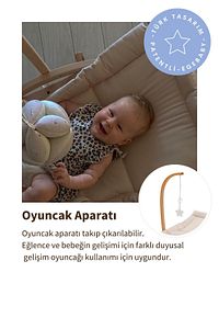 Vernikli Ahşap Hug 2 Kademeli Doğal Sallanan Ana Kucağı Bej ürün fotoğrafı