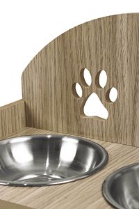 Ahşap Özel Isim Baskılı, Oval Kedi Köpek Mama Su Kabı Standı, Metal Suluk, Kedi Köpek Halısı ürün fotoğrafı