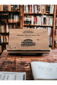 Kitap Okuma Standı Masaüstü Ahşap Kuran Rahlesi Tablet Tutucu ürün fotoğrafı