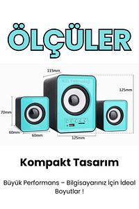 Bluetooth Hoparlör 3.5mm Jack Kablolu Bilgisayar Hoparlörü Müzik 2+1 Ses Sistemi Radyolu Usb Speaker ürün fotoğrafı