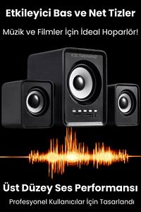Bluetooth Hoparlör 3.5mm Jack Kablolu Bilgisayar Hoparlörü Müzik 2+1 Ses Sistemi Radyolu Usb Speaker ürün fotoğrafı