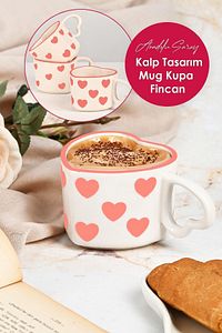El Yapımı Seramik Kalp Tasarım Mug Kupa Fincan | Handmade El Yapımı Mug Fincan Kupa Kahve Kupası ürün fotoğrafı