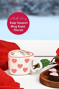 El Yapımı Seramik Kalp Tasarım Mug Kupa Fincan | Handmade El Yapımı Mug Fincan Kupa Kahve Kupası ürün fotoğrafı