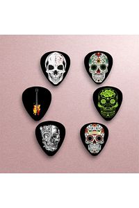 Gitar Pena 6 Adet Kuru Kafa Gitar Skull Baskılı Gitar Penası ürün fotoğrafı
