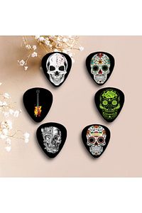 Gitar Pena 6 Adet Kuru Kafa Gitar Skull Baskılı Gitar Penası ürün fotoğrafı