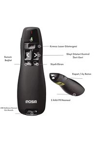 Profesyoneller İçin Lazer Sunum Kumandası 2.4ghz USB MAC-WİNDOWS Tüm Bilgisayarlarla Uyumlu ürün fotoğrafı