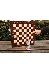 Lüks Ağaç Ahşap Satranç Takımı Seti Ahşap Figür Dama Üstün Kalite 36x36 ürün fotoğrafı