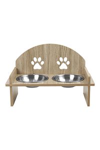 Ahşap Özel Isim Baskılı, Oval Kedi Köpek Mama Su Kabı Standı, Metal Suluk, Kedi Köpek Halısı ürün fotoğrafı
