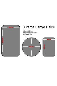 Sarar Post 3'lü Banyo Halısı (60X100, 40X60, 60X60 YUVARLAK) Peluş Post Halı Klozet Takımı Antrasit ürün fotoğrafı