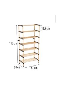 Ahşap 7 Katlı Ayakkabılık Çok Amaçlı Modüler Raf 57 Cm Genişlik ürün fotoğrafı