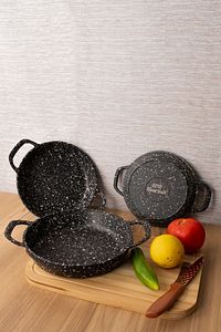 Silikon Tutacaklı Granit Tava Seti Berta 3'lü (18CM-20CM-22CM) ürün fotoğrafı