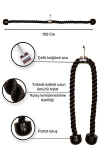 100 Cm Profesyonel Triceps Halatı - Rope Triceps Pushdown - Cable Crossover Triceps Aparatı ürün fotoğrafı