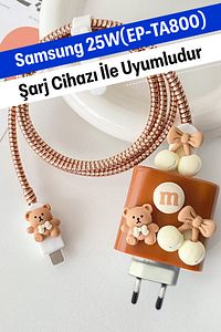 Samsung 25w (EP-TA800) Hızlı Şarj Uyumlu Şarj Başlığı Koruma Kablo Koruyucu 5'li Koruma Kılıf Seti ürün fotoğrafı