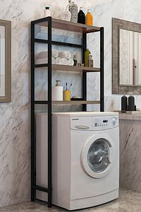 Çamaşır Makinesi Üstü Düzenleyici Raf Banyo Dolabı Rafı Makina Üstü Dolap Raf Ceviz ürün fotoğrafı