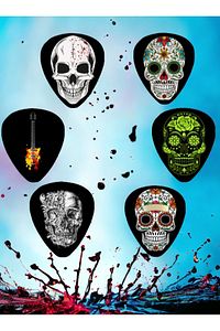 Gitar Pena 6 Adet Kuru Kafa Gitar Skull Baskılı Gitar Penası ürün fotoğrafı