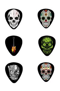 Gitar Pena 6 Adet Kuru Kafa Gitar Skull Baskılı Gitar Penası ürün fotoğrafı