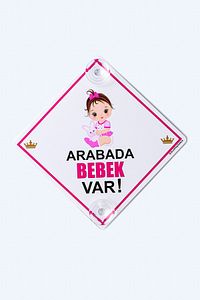 Akın Otomotiv/dikkat Arabada Bebek Var/pleksi Ikaz Levhası 15x15 Cm/ Tavşanlı Kız Bebek ürün fotoğrafı