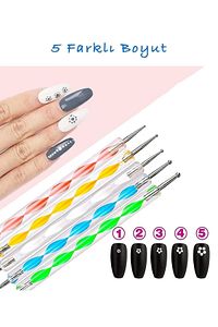 Art Tırnak Süsleme Desen Seti Dot Kalem - ( 5 Adet Set ) - Tırnak Boyama - Nail Art ürün fotoğrafı