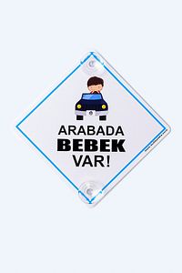 Akın Otomotiv/dikkat Arabada Bebek Var/pleksi Ikaz Levhası 15x15 Cm/ Arabalı Erkek Çocuk ürün fotoğrafı