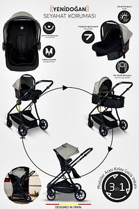 1010 Qool Çift Yönlü 6 In 1 Travel Sistem Bebek Arabası ürün fotoğrafı