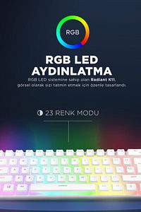 Radiant K11 Mekanik Klavye Type-c Bağlantı Rgb Puding Tuş Blue Switch Mini Us Gaming Oyuncu Klavye ürün fotoğrafı