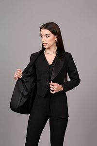 Kadın Modern Siyah 3'lü Takım (YELEK,CEKET,PANTOLON) ürün fotoğrafı