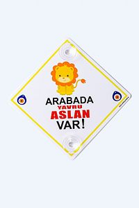 Akın Otomotiv/dikkat Arabada Bebek Var/pleksi Ikaz Levhası 15x15 Cm/ Yavru Aslan ürün fotoğrafı