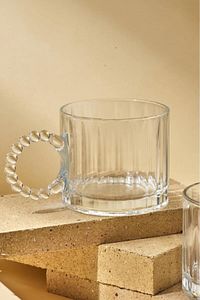 STD Ringo Line 2’li 325 Ml Cam Kupa Boncuklu Kulp Mug Klasik ürün fotoğrafı