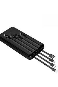 10.000 Mah Plus Dijital Göstergeli Dahili Çoklu Kablolu Powerbank,siyah,taşınabilir Şarj Cihazı ürün fotoğrafı