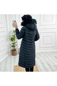 Esra Sıcacık Tutacak Kadın Tam Dolum Elyaf Şişme Mont -siyah ürün fotoğrafı