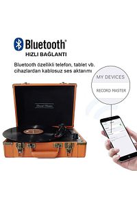 T317ub Retro Pikap Plak Çalar - Kahverengi - Bluetooth, Şarj - Tüm Plakları Çalabilme ürün fotoğrafı