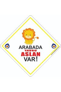 Akın Otomotiv/dikkat Arabada Bebek Var/pleksi Ikaz Levhası 15x15 Cm/ Yavru Aslan ürün fotoğrafı