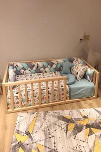 Montessori Bebek Ve Çocuk Karyolası Tüm Ölçülerde Ahşap Yatak ürün fotoğrafı