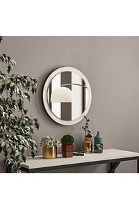 Beyaz Dekoratif Yuvarlak Antre Hol Koridor Duvar Salon Mutfak Banyo Wc Ofis Aynası 33cm Beyaz33cm ürün fotoğrafı