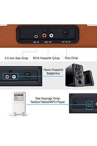 T317ub Retro Pikap Plak Çalar - Kahverengi - Bluetooth, Şarj - Tüm Plakları Çalabilme ürün fotoğrafı