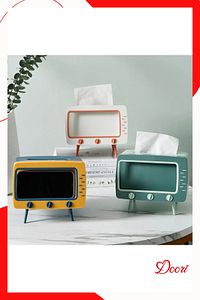 Masa Üstü Tv Görünümlü Peçetelik Kağıt Mendil Kutusu , Cep Telefonu Tutuculu Peçetelik ürün fotoğrafı