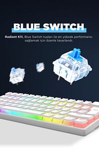 Radiant K11 Mekanik Klavye Type-c Bağlantı Rgb Puding Tuş Blue Switch Mini Us Gaming Oyuncu Klavye ürün fotoğrafı