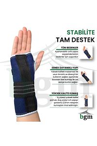 El Bilek Ateli Mavi Metal Destekli Yüksek Kalite Statik El Bilek Atel ürün fotoğrafı