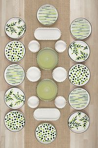 22 Parça 12 Kişilik Greentree  Stackable Kahvaltı Takımı - Lüx Kahvaltılık Sunum Seti Tabağı ürün fotoğrafı