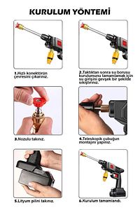 şarjlı ve yüksek basınçlı oto yıkama makinesi ve sulama tabancası bahçe yıkama makinesi ürün fotoğrafı
