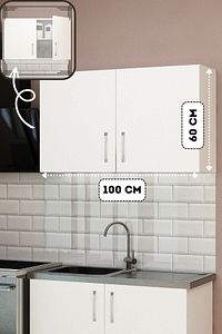 100 cm Mini Mutfak Üst Modül Dolabı Modern Duvara Monte Dolap ürün fotoğrafı