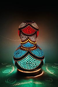 Fanfestival El Yapımı Su Kabağı Lamba Dekoratif Aydınlatma Otantik Aksesuar Gece Lambası Kabak Lamba ürün fotoğrafı