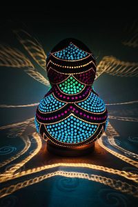 Fanfestival El Yapımı Su Kabağı Lamba Dekoratif Aydınlatma Otantik Aksesuar Gece Lambası Kabak Lamba ürün fotoğrafı