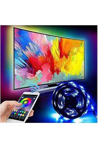 Bluetoothlu Rgb Led Işıklı Şerit Aydınlatma Tv Arkası App Kontrol Müziğe Duyarlı Slikonlu 3metre ürün fotoğrafı