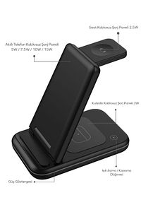 By Deji Wireless Kablosuz Şarj Standı Katlanabilir Apple Iphone-watch-airpods Uyum 15w Hızlı Telefon ürün fotoğrafı