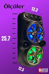 Bluetooth Hoparlör Parti Hoparlörü Karaoke Mikrofon Hediyeli Işıklı Ses Bombası Radyo Usb Sd Girişli ürün fotoğrafı